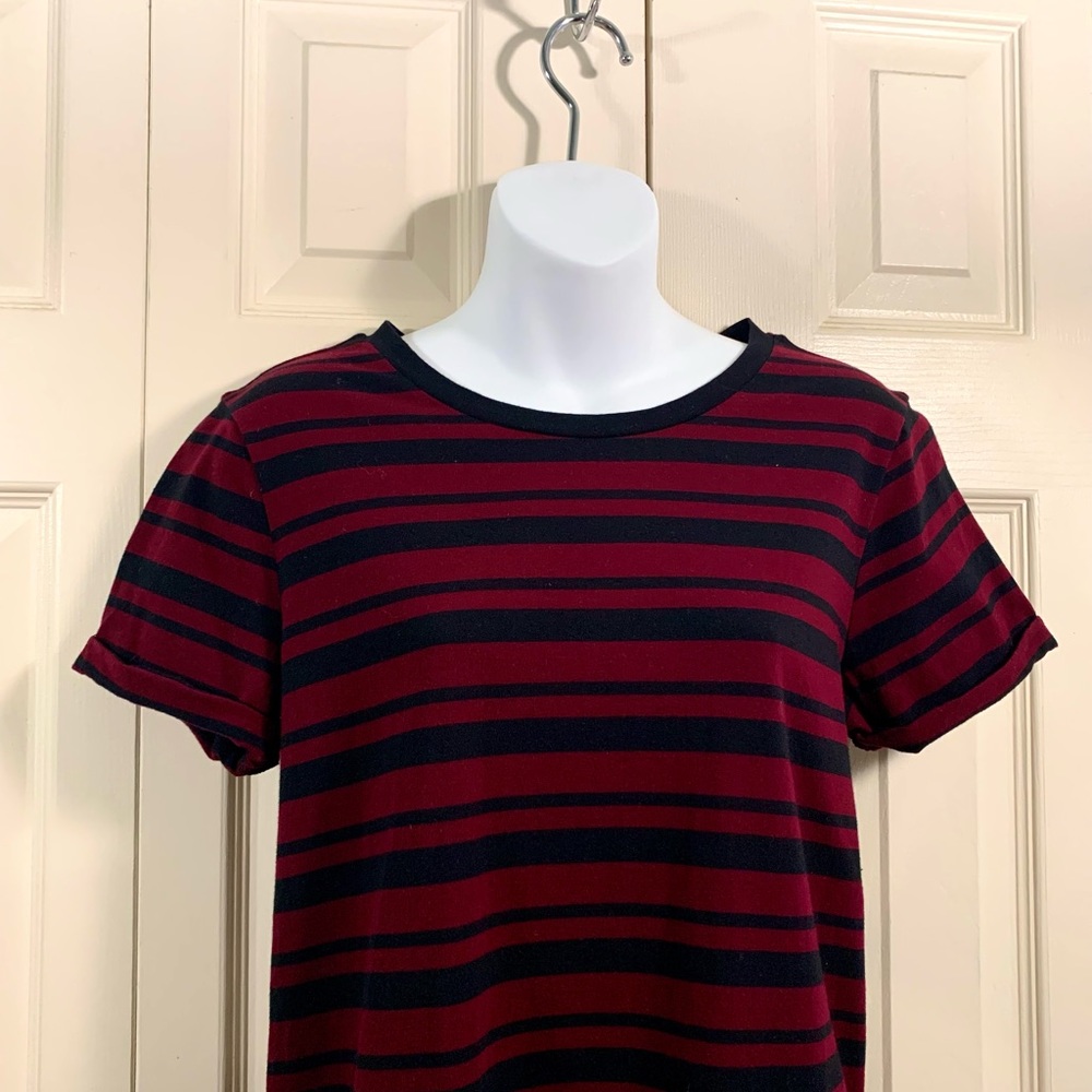 ♥️ 🕶 Striped Burgundy Shirt Dress - Picture 7 of 16